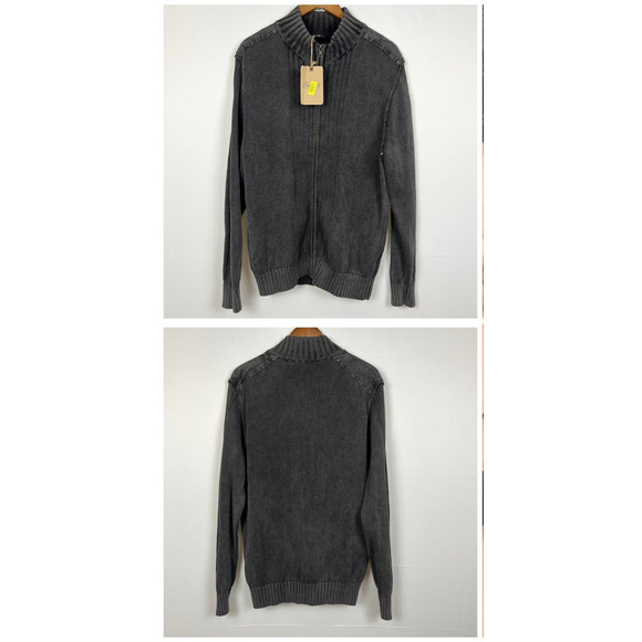 Roundtree & Yorke Men's Full Zip Gray Cotton Sweater Cardigan Size L - Picture 8 of 8